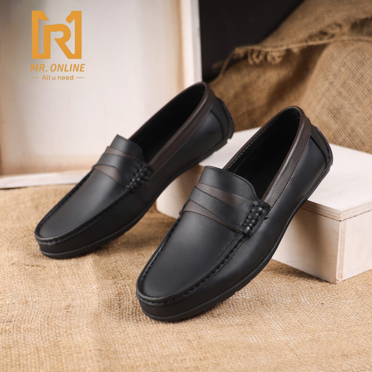جزمه جلد طبيعي ١٠٠٪ - اسود R106